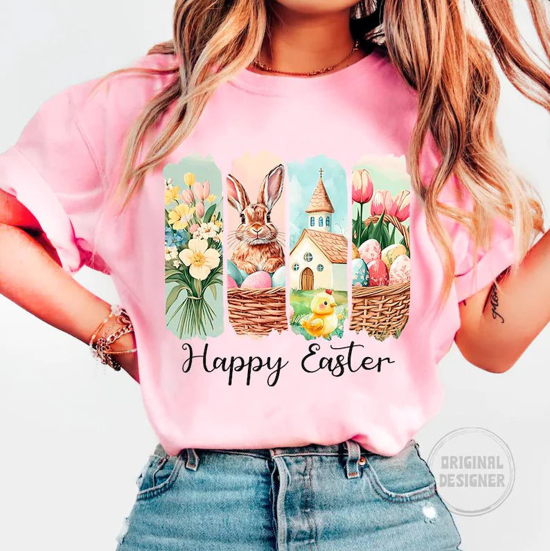 Happy Easter Retro Easter design (tshirt- short or sweatshirt long-option)