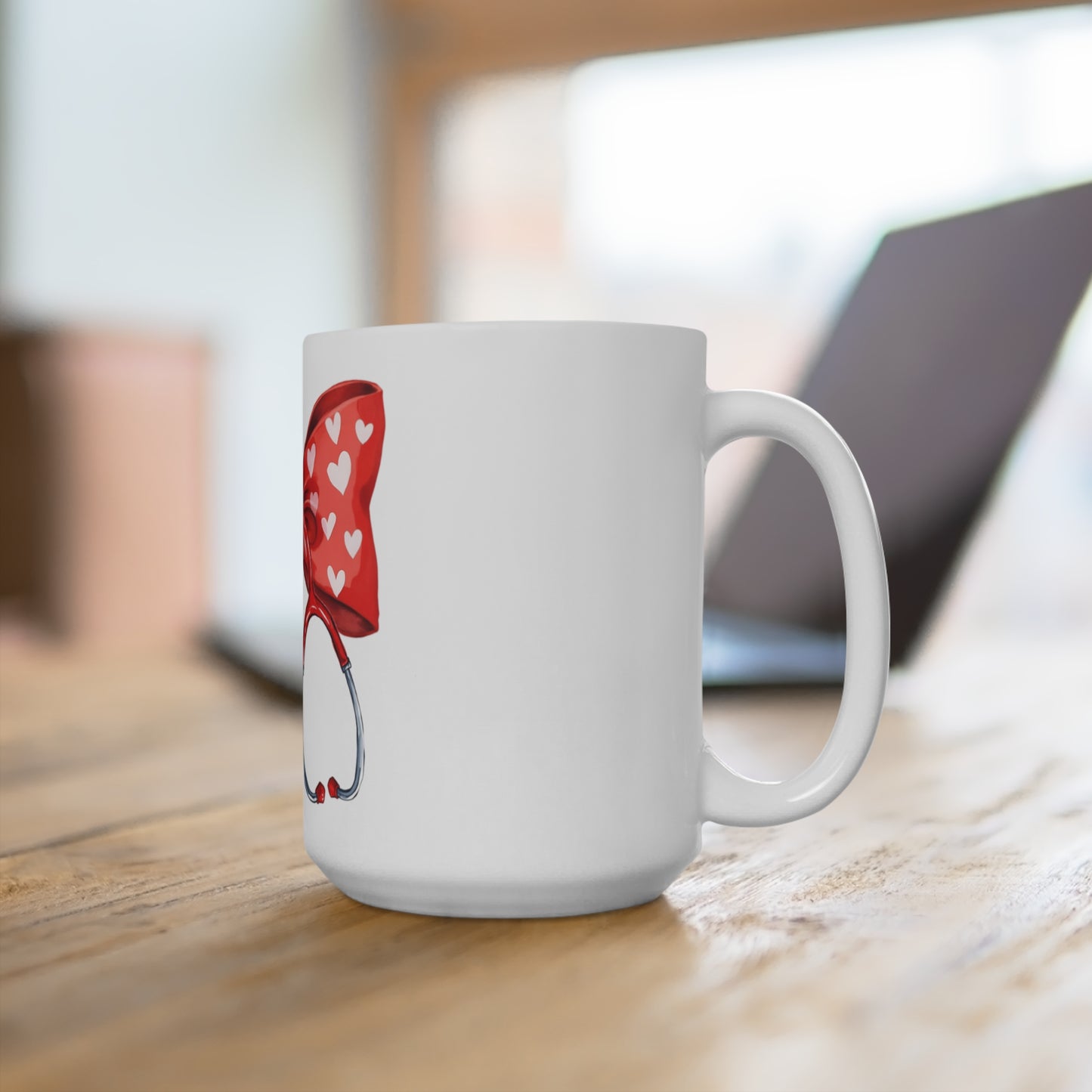 Mug 15oz featuring a bow w/ stethoscope Nurse Mom