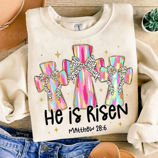 He is risen with trio crosses (tshirt or sweatshirt option)