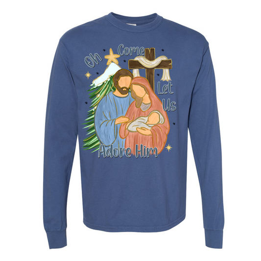 Oh Come Let Us Adore Him Christmas Jesus Shirt