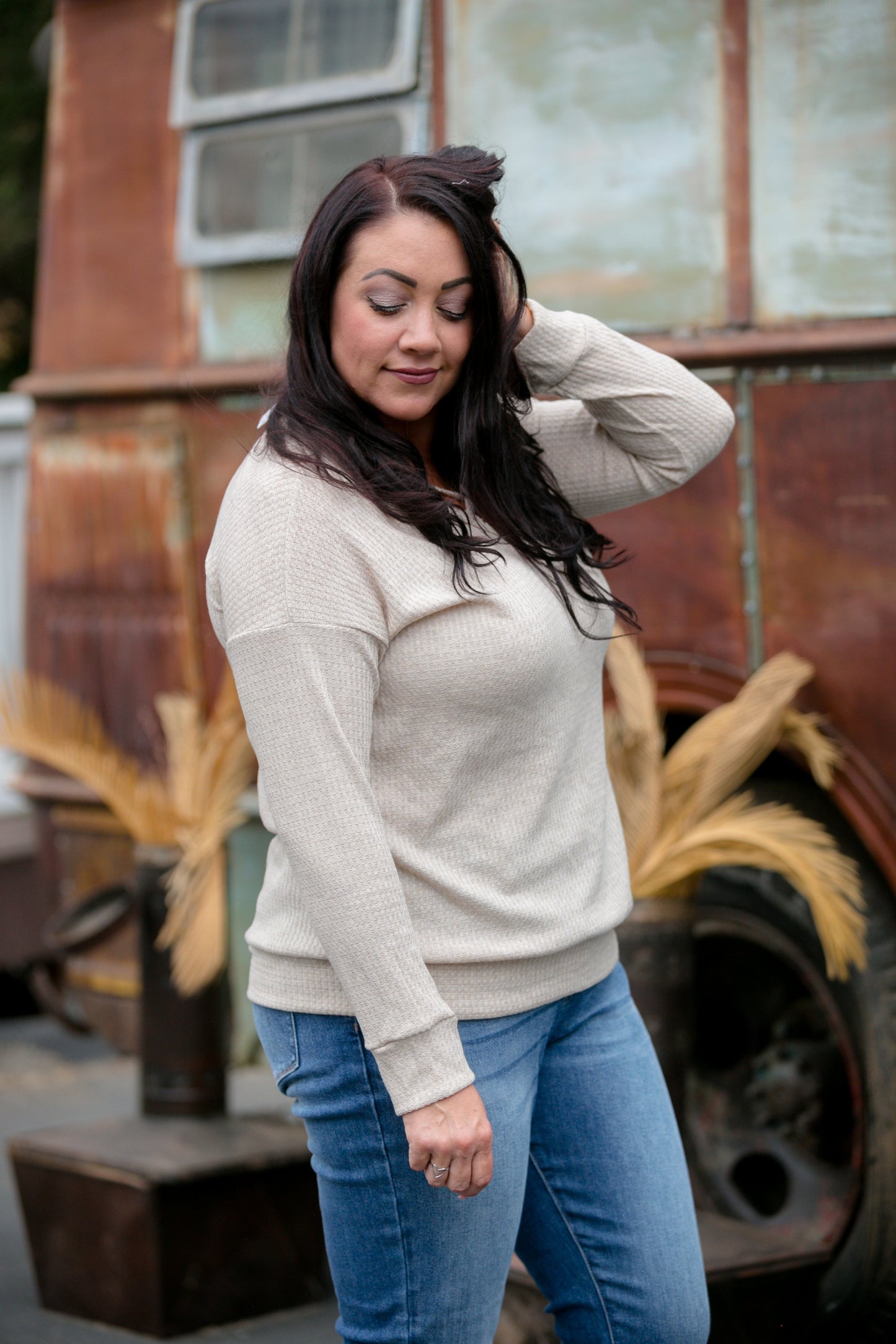 All The Feels Pullover in Taupe