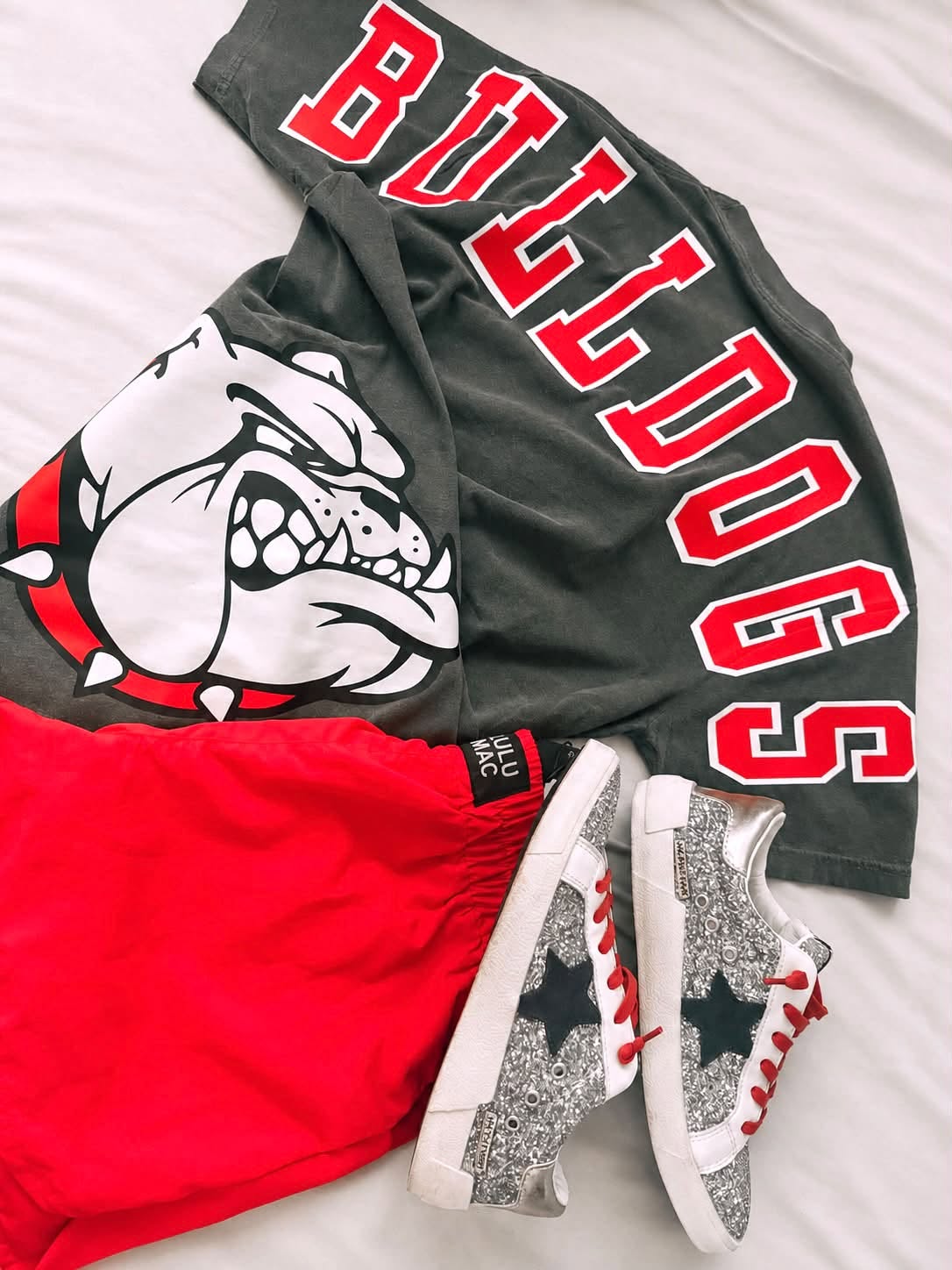 Bulldogs long sleeve shirt with bulldog graphic and Bulldogs back print