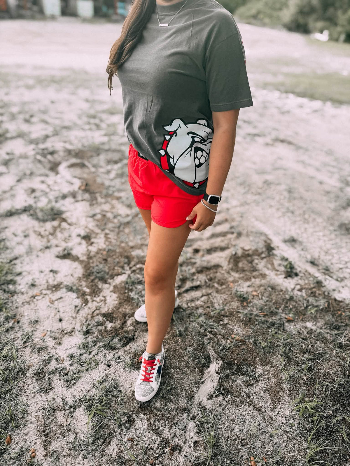 Bulldogs Comfort Colors Pepper shirt back with Bulldogs lettering