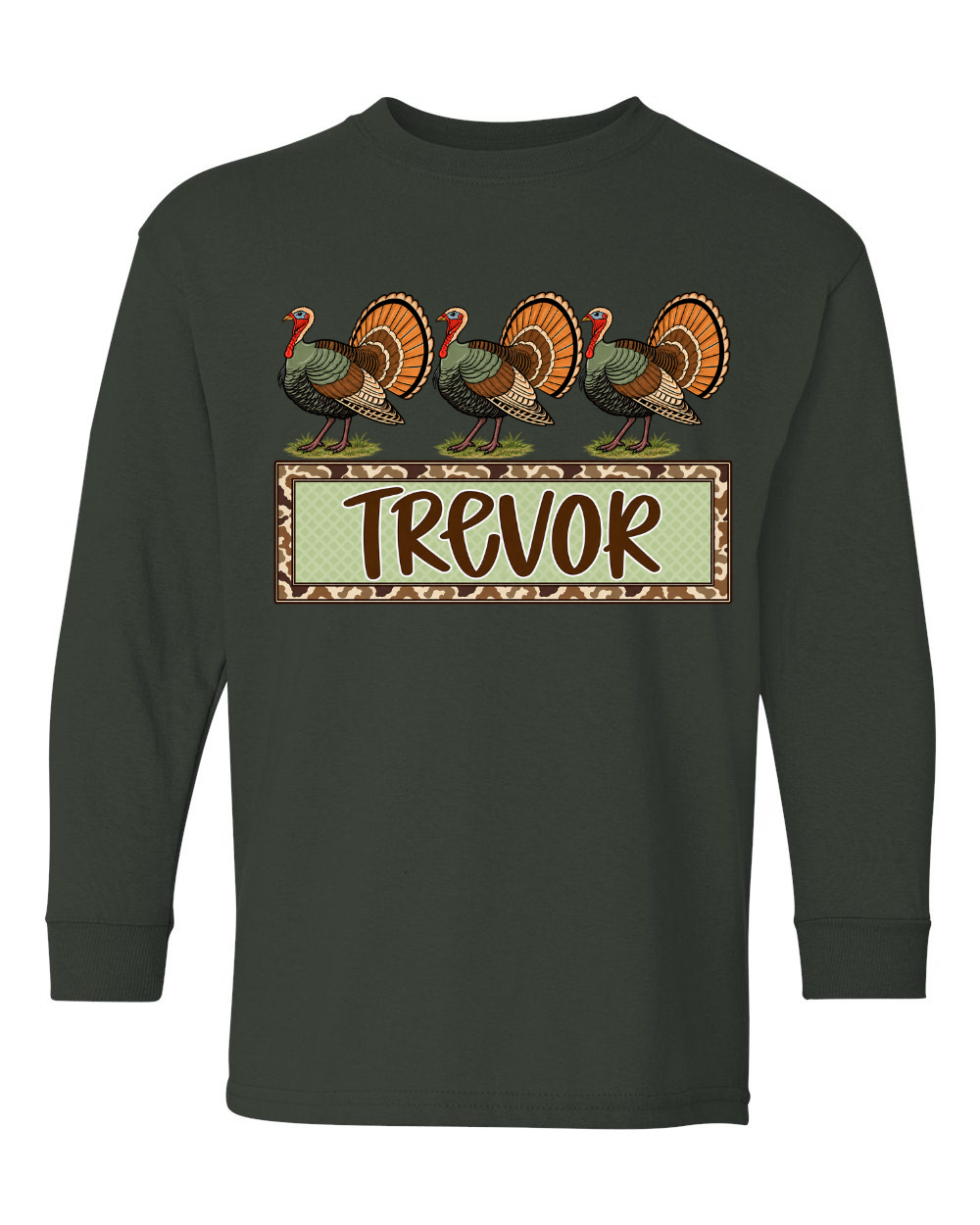 Trio Turkey Kids Youth Shirt-Long/Short Thanksgiving Fall