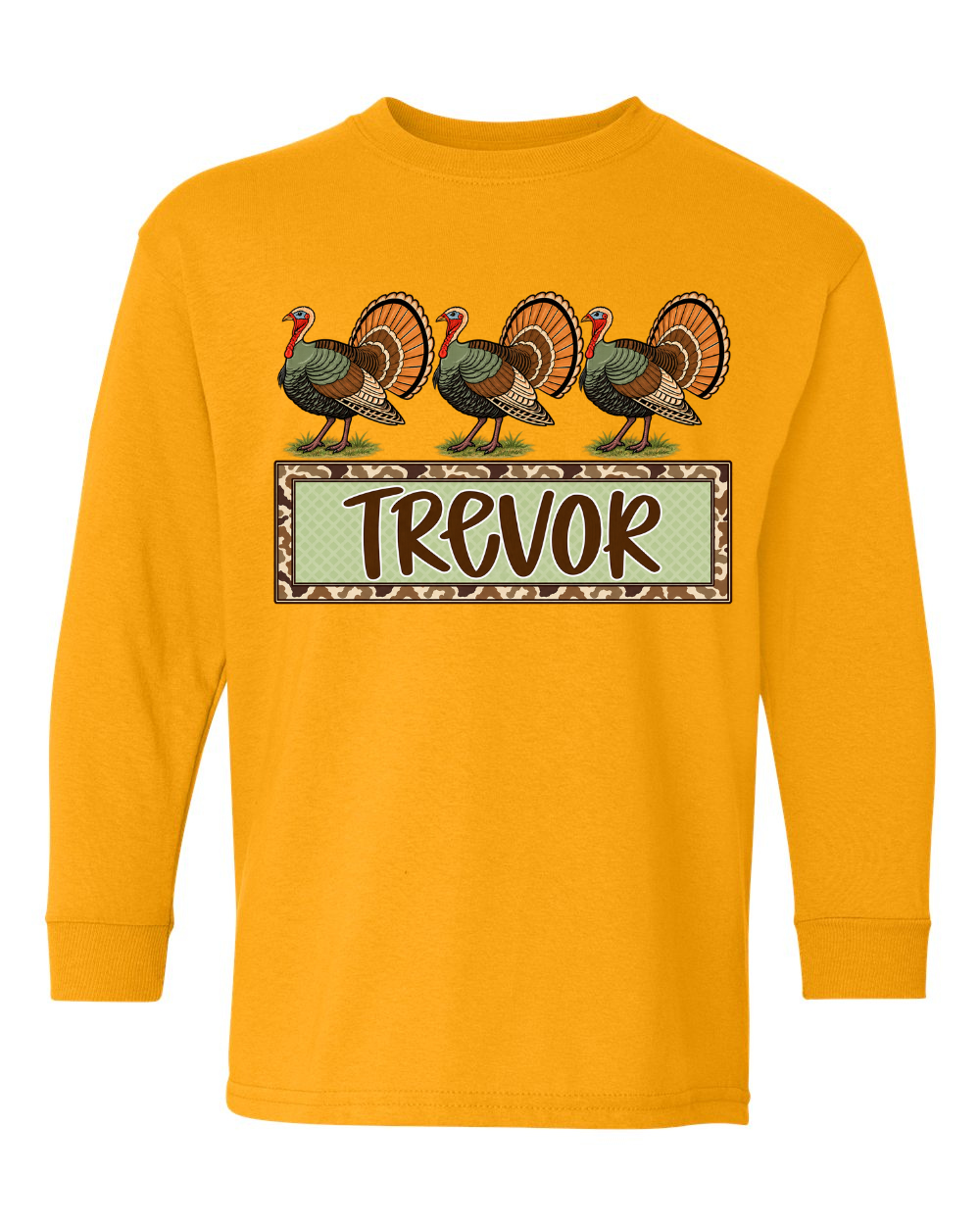Trio Turkey Kids Youth Shirt-Long/Short Thanksgiving Fall